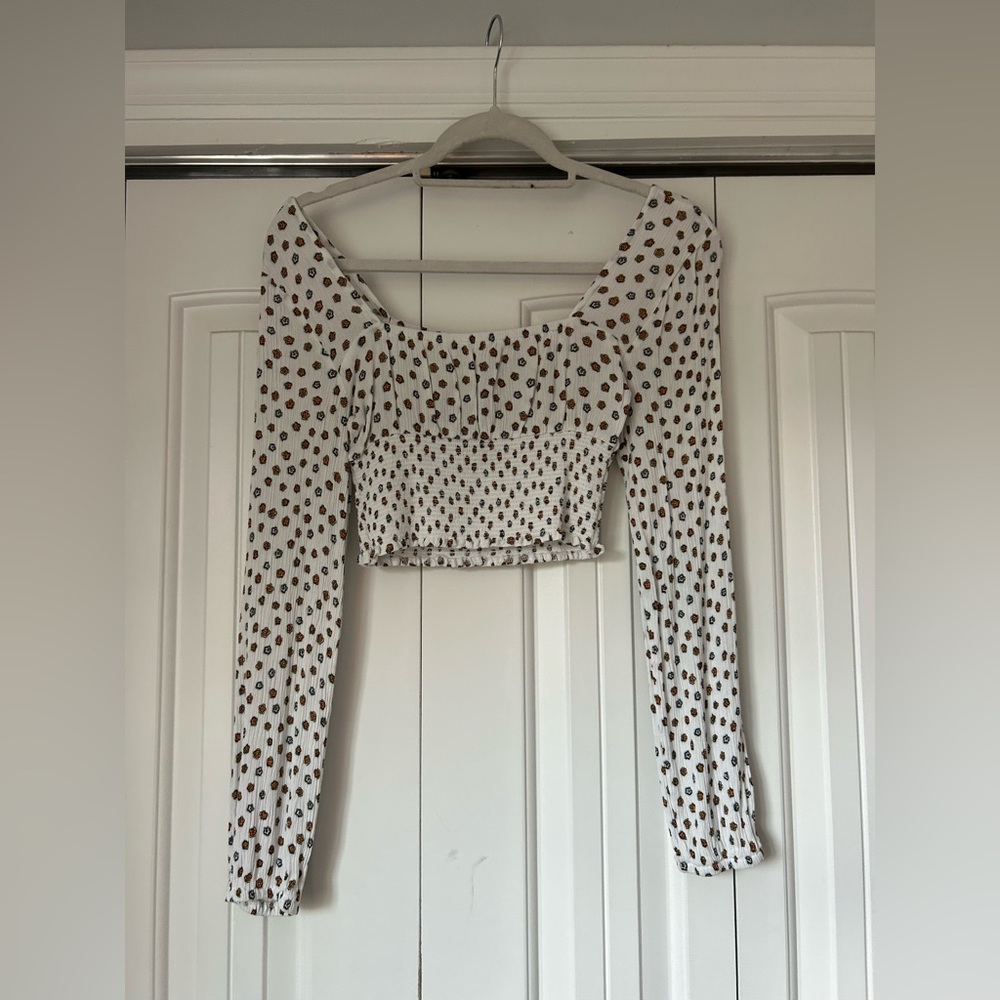 PacSun Black and White Polka Dot Long Sleeve Top